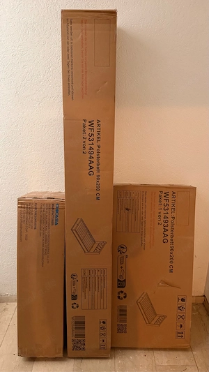 Neues Polsterbett-Komplett-Set 90x200cm mit LED & Bettkasten