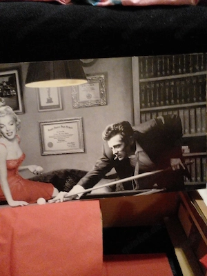 Wandbild Holz Hollywood Stars beim Billiard(Marlyn Monroe,Elvis)