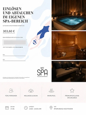 My Spa Wellness Gutschein für 2 Personen in Mainz