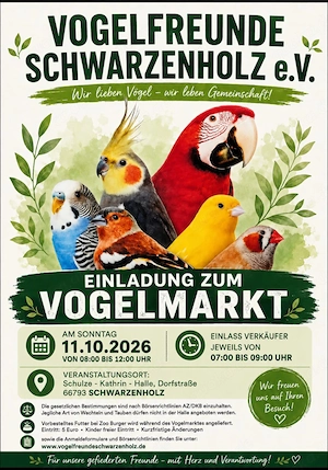 Vogelbörse am 11.10.2026 in Schwarzenholz 
