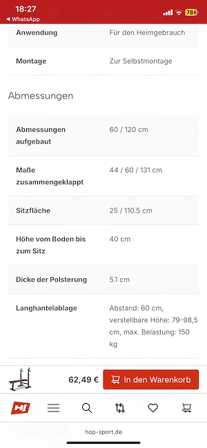 Hantelbank neuwertig