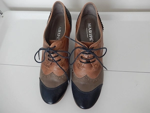 Pumps Leder Gr. 39 Naturbraun u. blau MARIPE