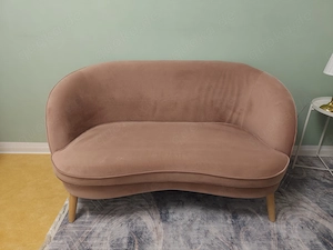 2-Sitzer Sofa in Altrosa, geschwungenes Design