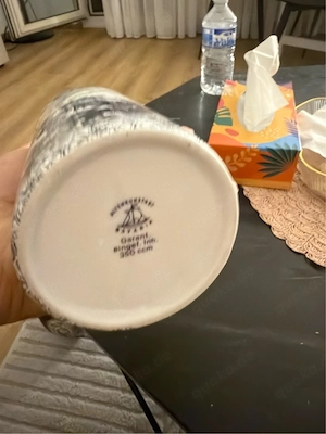 Vintage Altenkunstadt Bavaria Porzellan Flasche   Karaffe - Blau-Weiß Motiv - 350 ccm