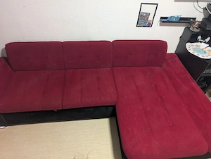 Ecksofa Malwi rot mit Schlaffunktion und Bettkasten