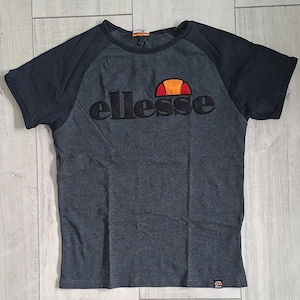 Ellesse Herren T-Shirt Gr. S grau schwarz mit Logo Rundhals