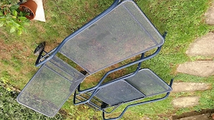 2 x Gartenliege Liegestuhl Metall blau fahrbar Kopfteil höhenverstellbar