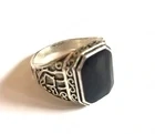 Vintage Retro Damen und Herrenring, gr. 65(20,6mm) mit schwarzen Stein
