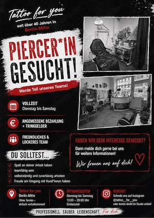 Studio sucht einen*e Piercer*in 