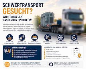 Schwertransport gesucht? Wir finden den passenden Spediteur