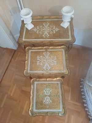 3 Satztische im klassischen Stil   Beistelltische   Goldverziert Bild 2