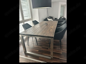Tisch, TV Sideboard, Schrank 4 türig massiv dunkles Eichenholz