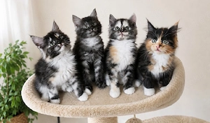 Maine Coon Kitten reinrassig dreifarbig Glückskatzen