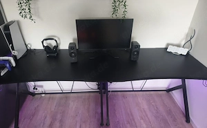 Gaming Tisch Set - 2 identische Schreibtische in Schwarz