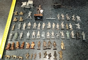 65 Artikel, Miniatur Figuren, Zinn,Zink,Messing,Metall, gemischt