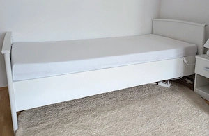 Einzelbett Holz weiss 100x200 cm mit Matratze