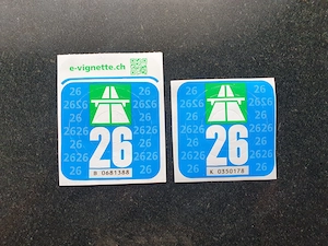 schweizer Autobahn-Vignetten (2 Stück)