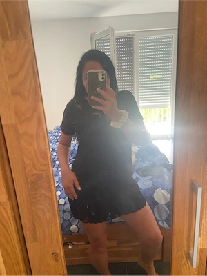 Schwarzes Sommerkleid  Shirt mit Lochstickerei Gr 34 36