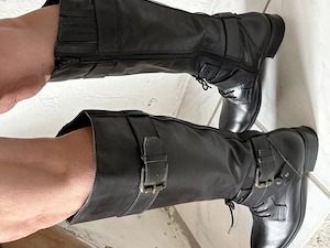 Damen-Stiefel Leder schwarz