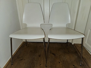 Klassiker! 3 x Schöner Design Holz Stuhl IKEA Stapelstuhl stapelbar weiß orange TOP Zustand!