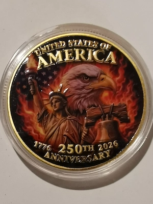 US Gedenkprägung "250 Jahre Unabhängigkeitserklärung" 1 oz Kupfer, emallierte Farbapplikation