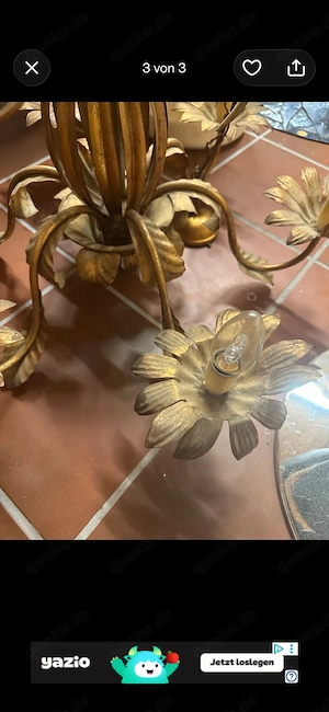Vintage Goldener Kronleuchter mit Blüten-Design