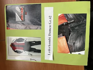 Lederkombi Damen Gr.42 von Büse Rot  Schwarz   Weiss mit Reißverschluss zum Verbinden