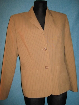 NEU Original VINTAGE Nadelstreifen Anzug Kostüm BLAZER K.O.M.B.I World Gr. 40 M caramél- beige
