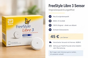 FreeStyle Libre 3 Sensor   neu & originalverpackt   MHD 31.12.2026
