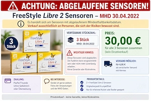 FreeStyle Libre 2 Sensoren -  3 Stück -  MHD 30.04.2022!! Festpreis für alle zusammen!!!
