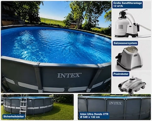 Intex Ultra Rondo XTR,549 x 132 cm Set+Salzanlage&Poolroboter
