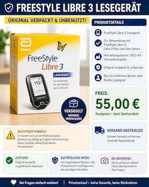 FreeStyle Libre 3 Lesegerät   originalverpackt & unbenutzt   55   - kostenloser Versand!