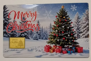 Feingold Barren in Coincard "Merry Christmas" .999er Gold, 1 1000 oz Auflage nur 50.000 Stück!