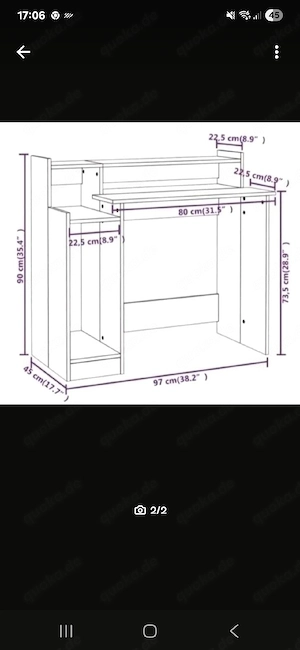 vidaXL Schreibtisch Weiß 97x45x90 cm Holzwerkstoff Computertisch Bild 2