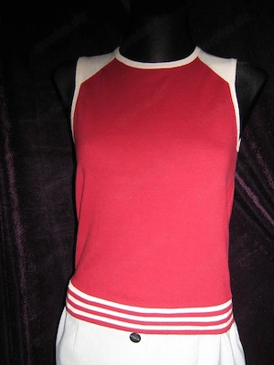 NEU College Retro Old School Look Ärmelloser Feinstrick Pullover Pullunder VERO MODA kirschrot creme