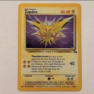 Pokemon Zapdos Fossil Vintage Near Mint