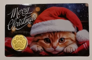 Goldmünze in Coincard "Kätzchen - Merry Christmas" .999er Gold, 1 1000 oz Auflage nur 50.000 Stück!