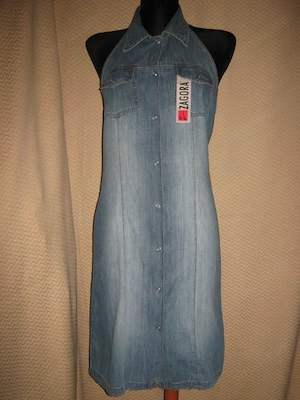 NEU mit ETIKETT Extravagant Neckholder Rückenfrei Jeans Kleid ZAGORA Gr. 36  S blau