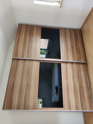 Schlafzimmerschrank m. Schiebetüren, Nussbaum, 252 x 63,5 x 213,5