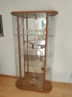 Edle Glasvitrine, Kirschbaum mit Spiegel 174 x 97 cm