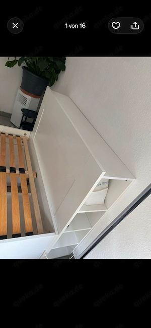 Bett 140   200 cm   weiß   inkl. NEUEM Lattenrost Bild 2