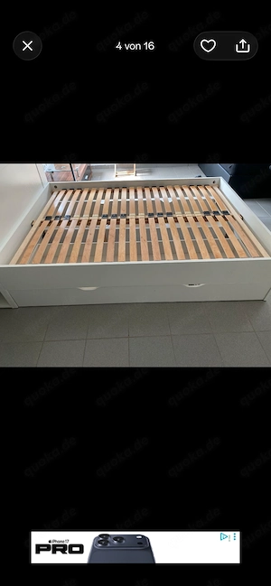 Bett 140   200 cm   weiß   inkl. NEUEM Lattenrost Bild 5