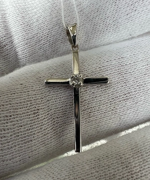 Weißgold 585 Kreuz mit Diamant Neu Gold