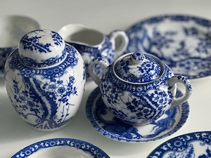 Japanisches Porzellan Nippon Tokusei  Blaue Kirschblüte" 22 tlg
