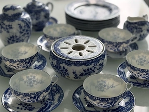 Japanisches Porzellan Nippon Tokusei  Blaue Kirschblüte" 22 tlg