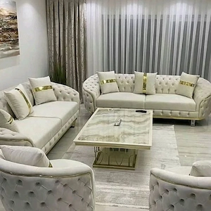 Luxus Chesterfield Sofagarnitur 3+2+1 (3er, 2er & 1er Sofa) - Maßanfertigung Auf Anfrage Bild 2