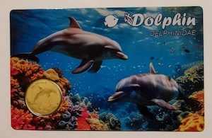 Goldmünze in Coincard "Delfin" .999er Gold, 1 1000 oz Auflage nur 50.000 Stück!
