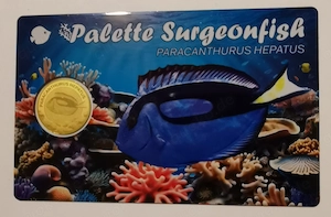Goldmünze in Coincard "Surgeonfish" .999er Gold, 1 1000 oz Auflage nur 50.000 Stück!