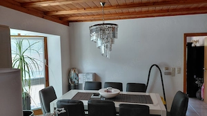 Design Esszimmertisch Hochglanz Weiß (194x90) + 8 Premium Freischwinger Stühle