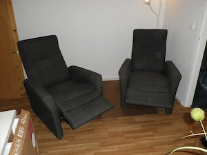 2 Moderne Polster Relax Sessel grau